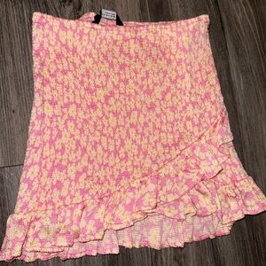 Zara Pink and Yellow Textured Mini Skirt